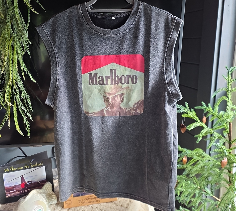 Custom Marlboro Mens Small Sleeveless Charcoal